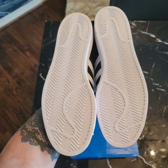 Black and White Adidas Superstar Originals Size 9.5 - Picture 6 of 9